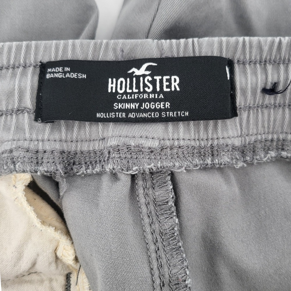 Hollister Men's Skinny Jogger Pants Gray Stretch Cargo Pockets Elastic Waist 32 - Picture 4 of 8